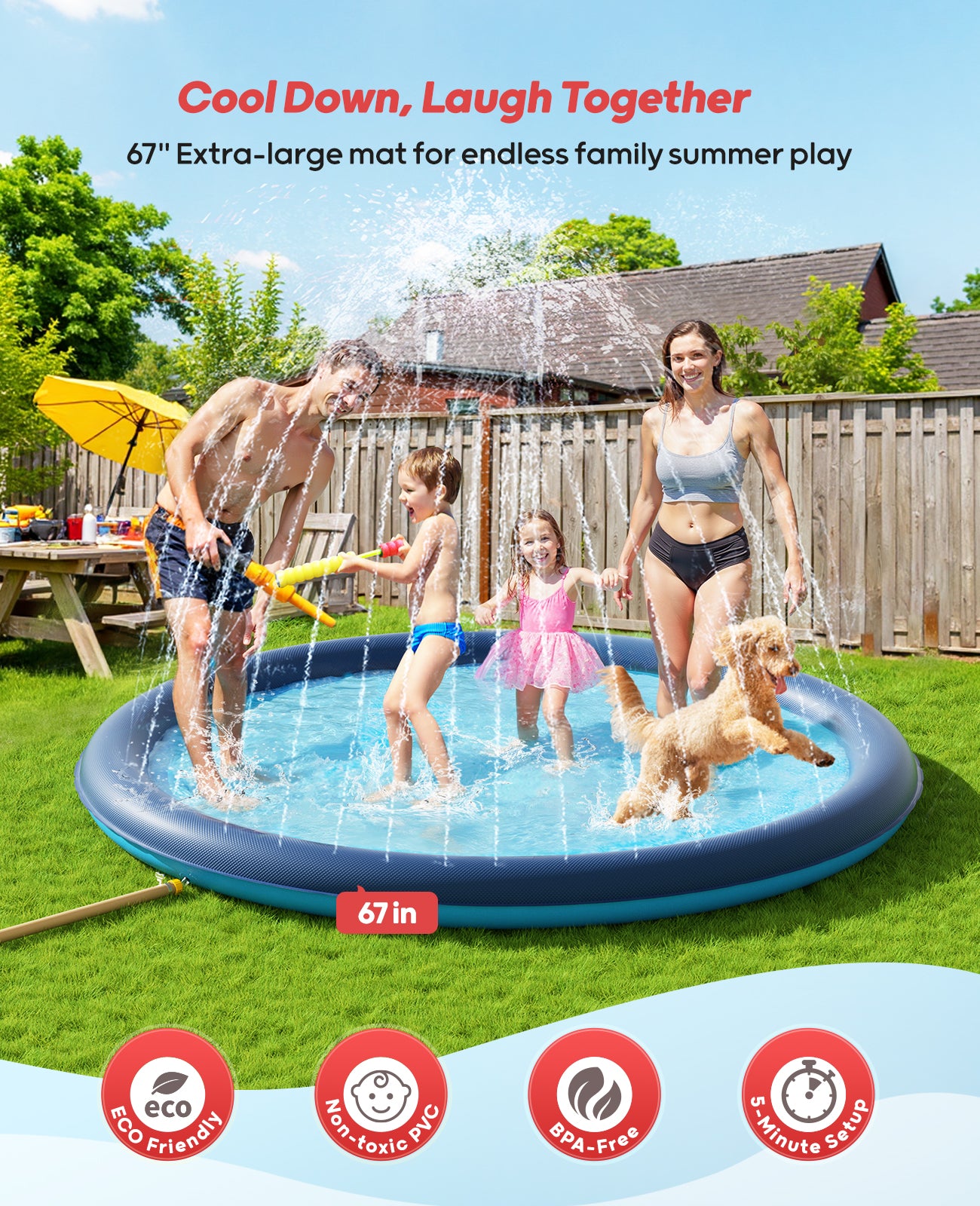 Splash Pad with Flying Disc for Dogs & Kids