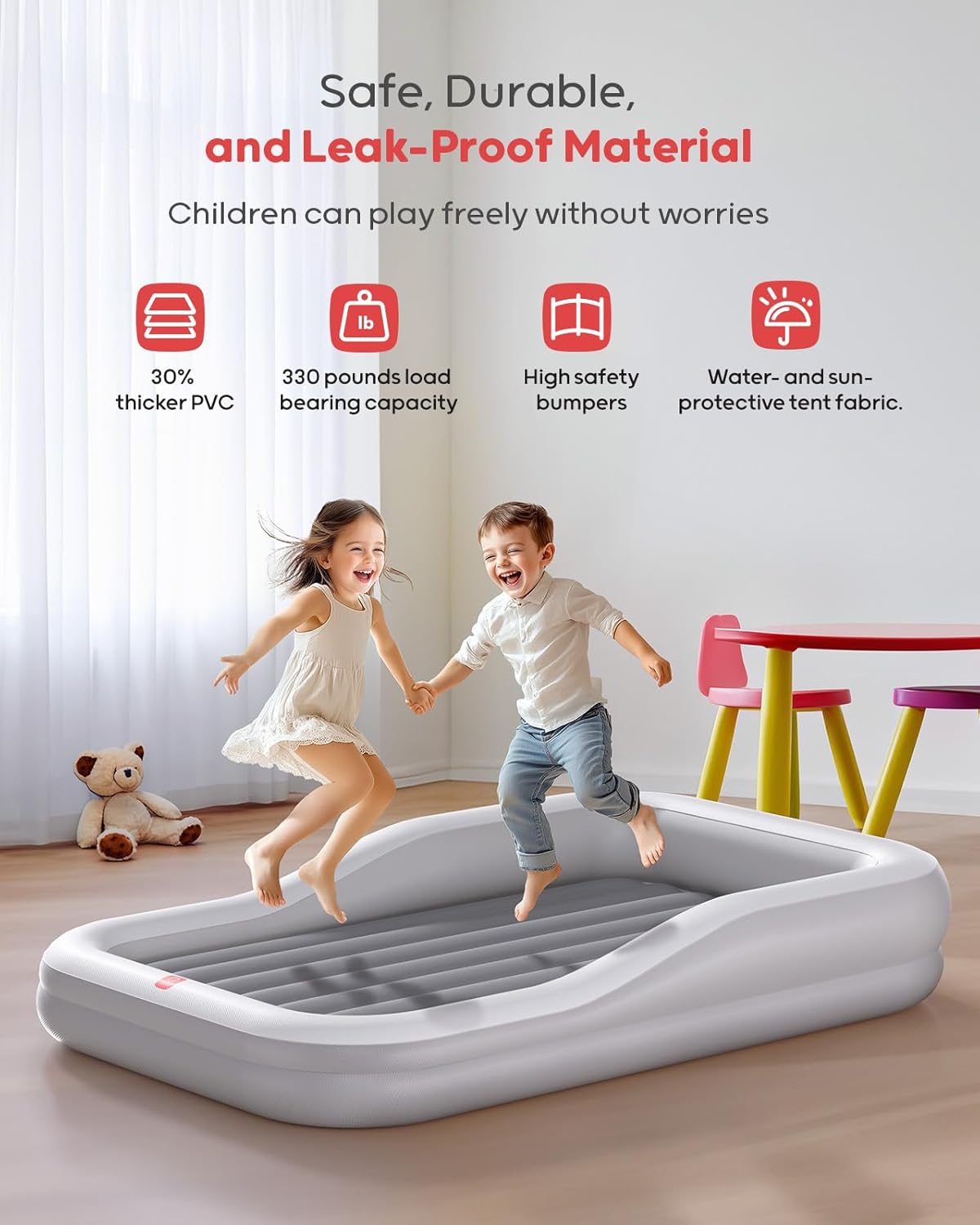 Inflatable Toddler Travel Bed with Tent & Mosquito Net