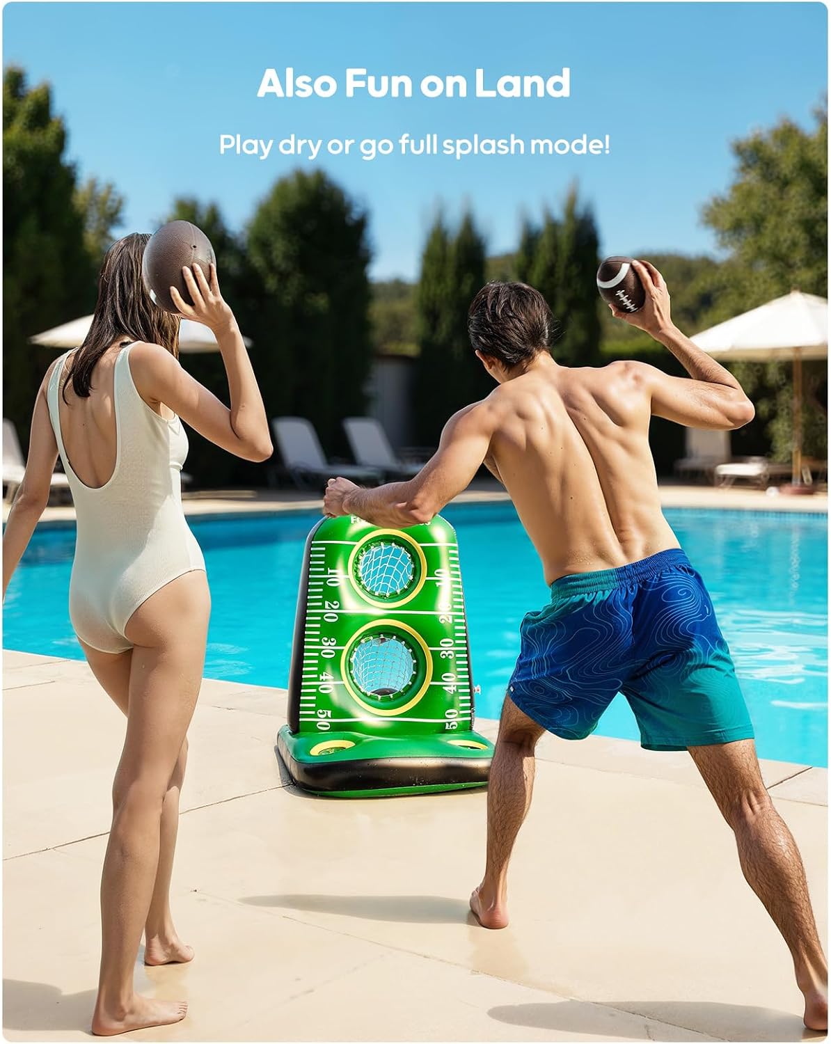 Inflatable Football Toss Game for Pool - QPAU