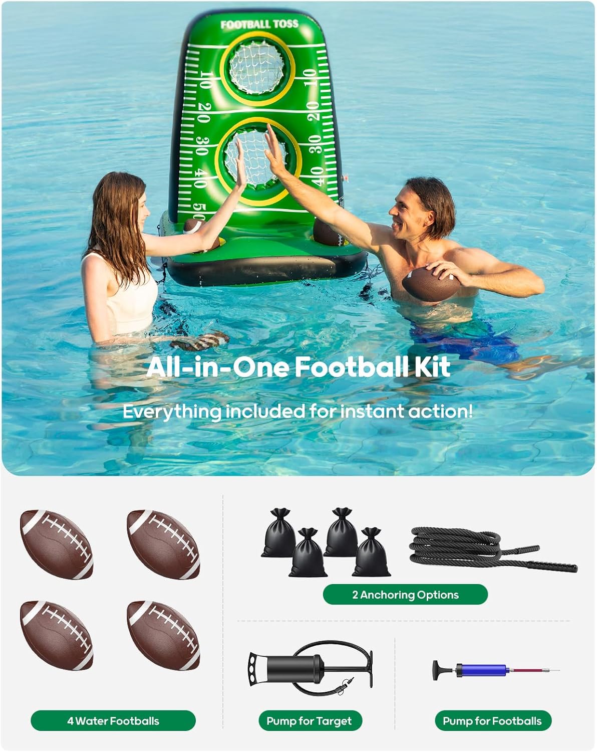 Inflatable Football Toss Game for Pool - QPAU