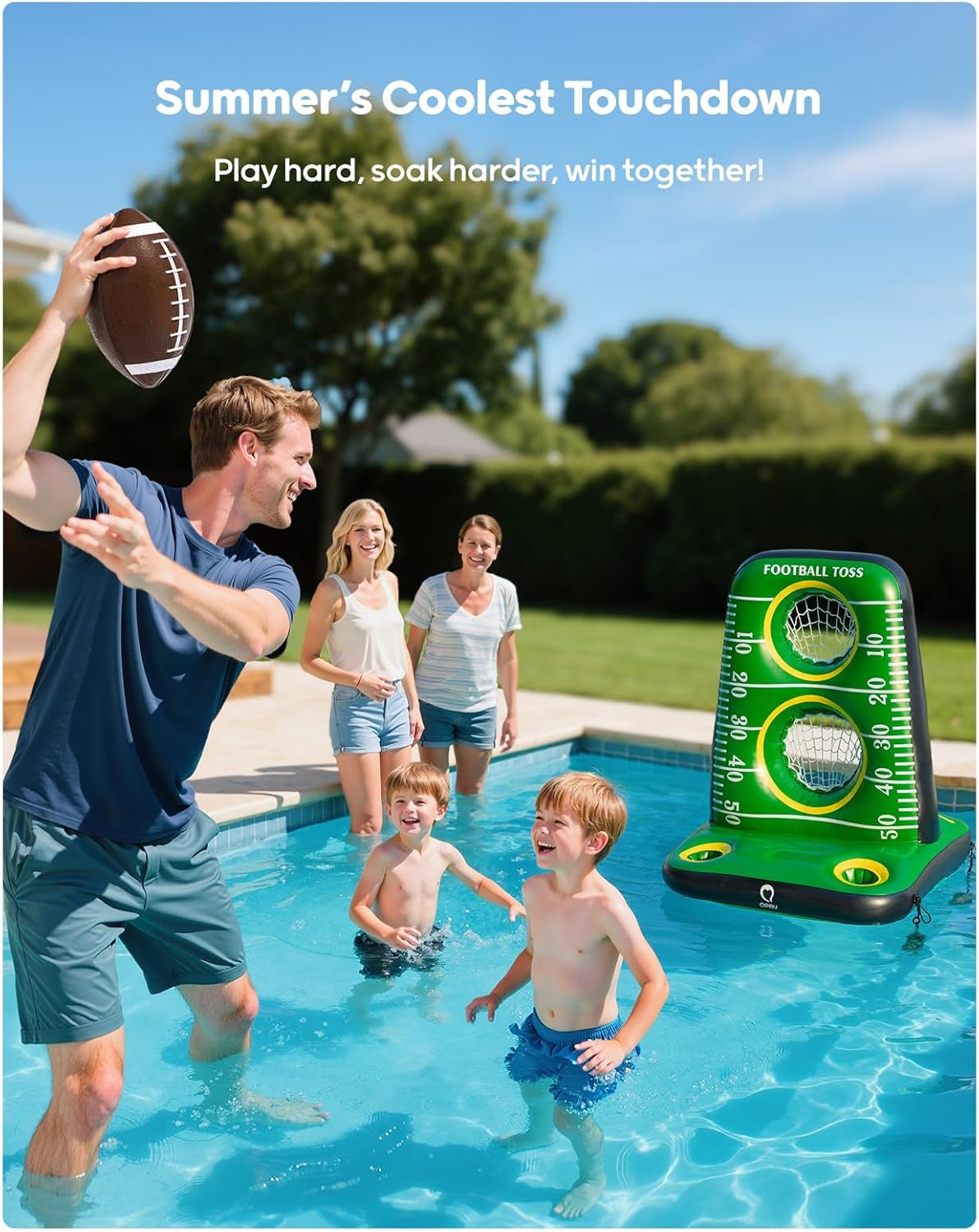 Inflatable Football Toss Game for Pool - QPAU