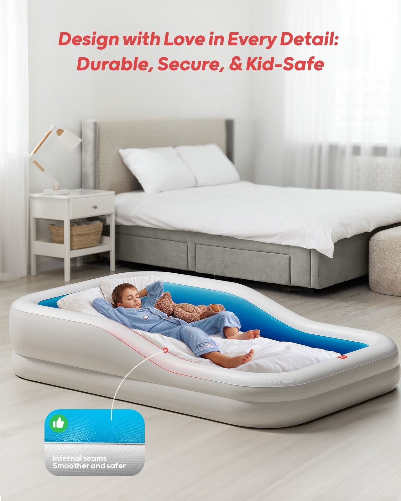 Large Inflatable Toddler Travel Bed - QPAU
