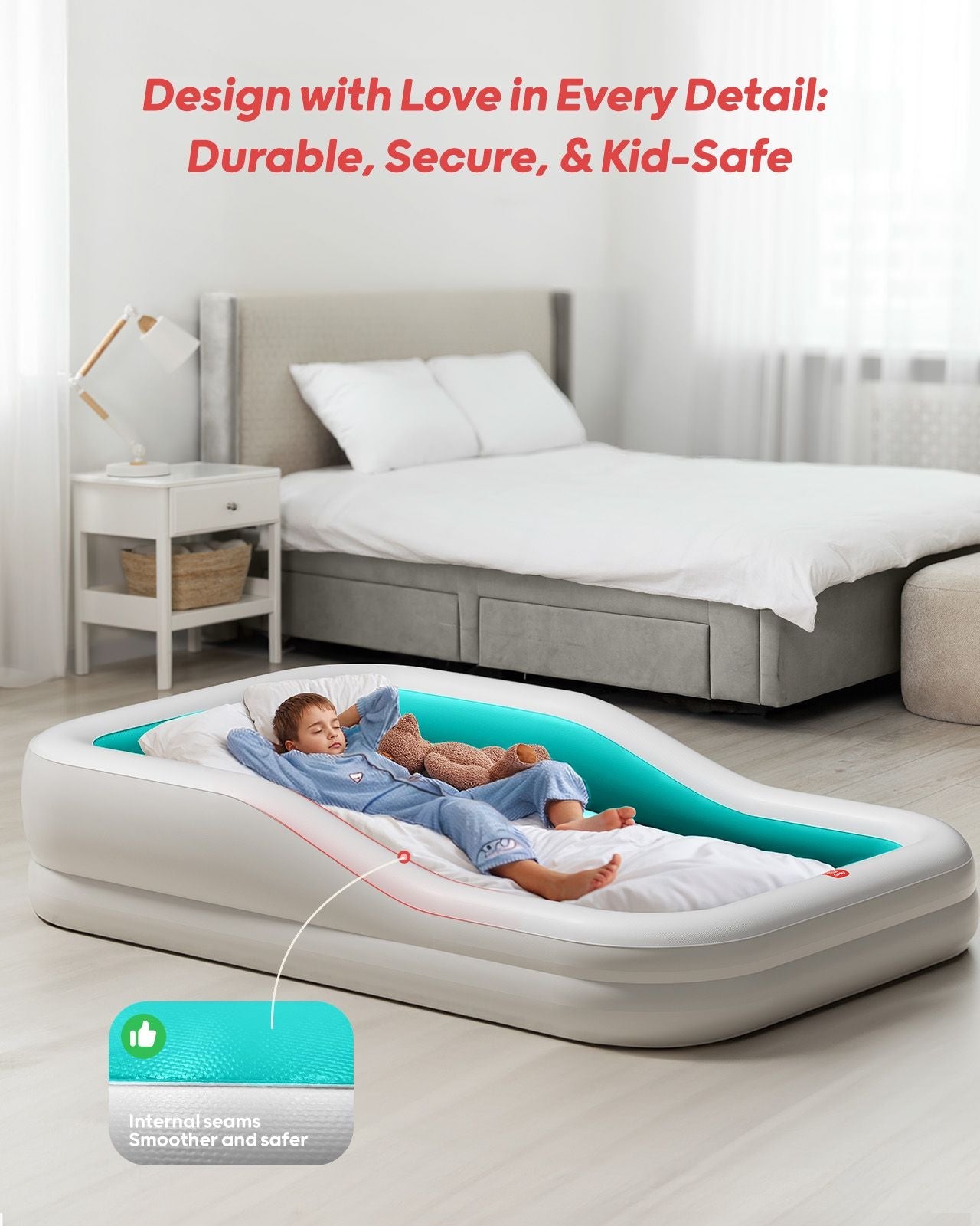 Large Inflatable Toddler Travel Bed - QPAU