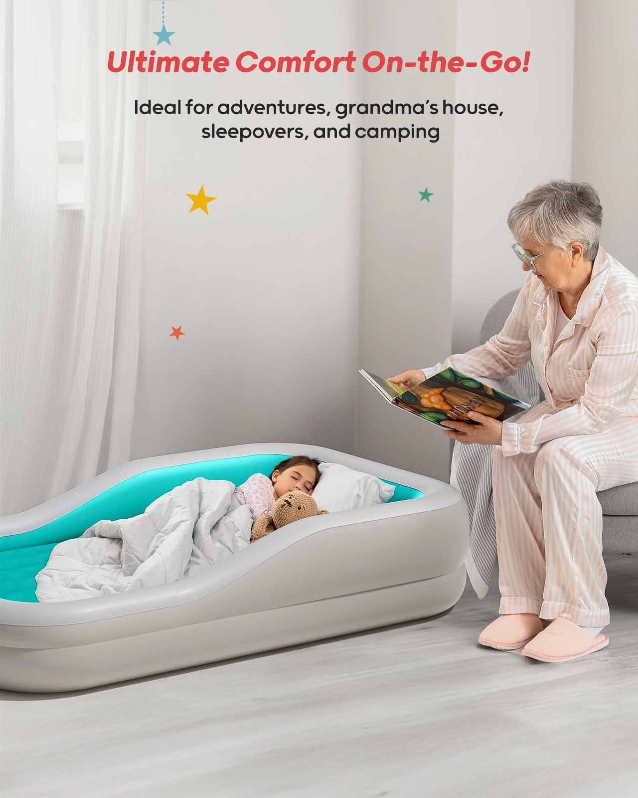 Large Inflatable Toddler Travel Bed - QPAU