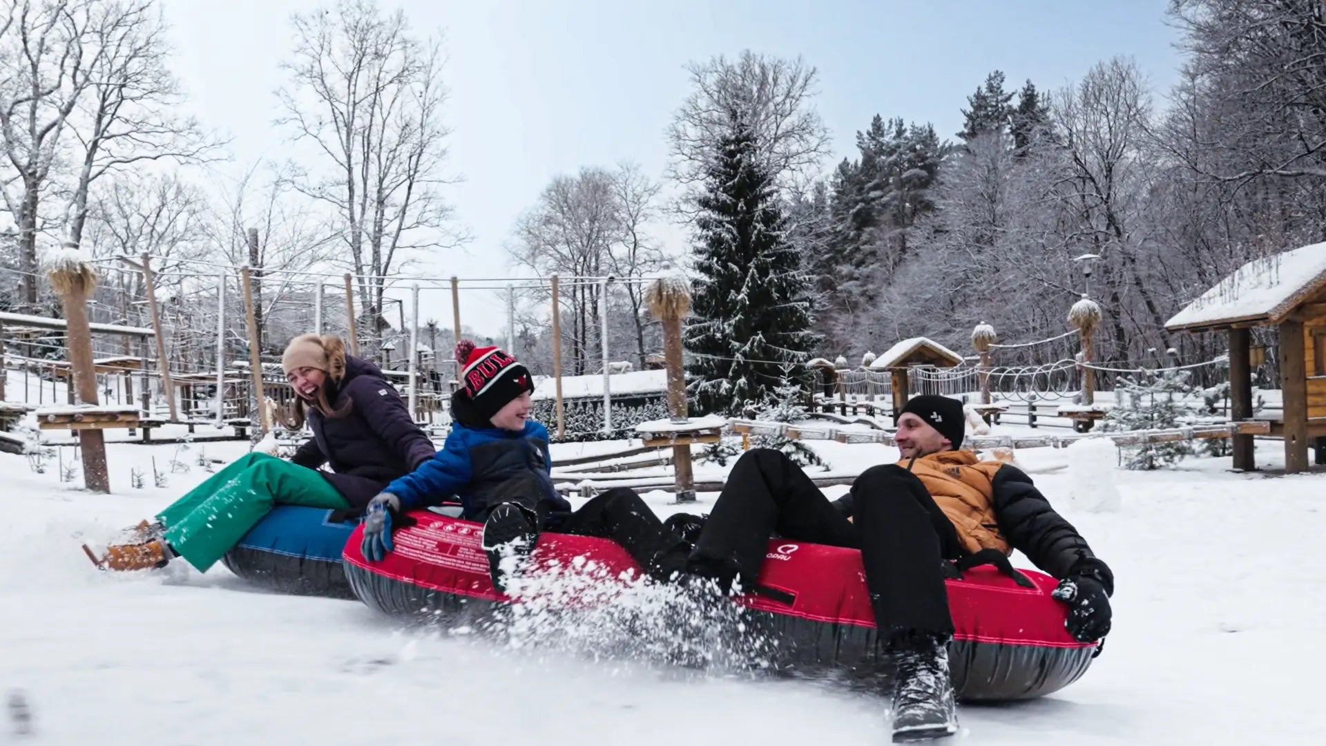 QPAU Snow Tube with Premium Canvas Cover for Kids and Adults