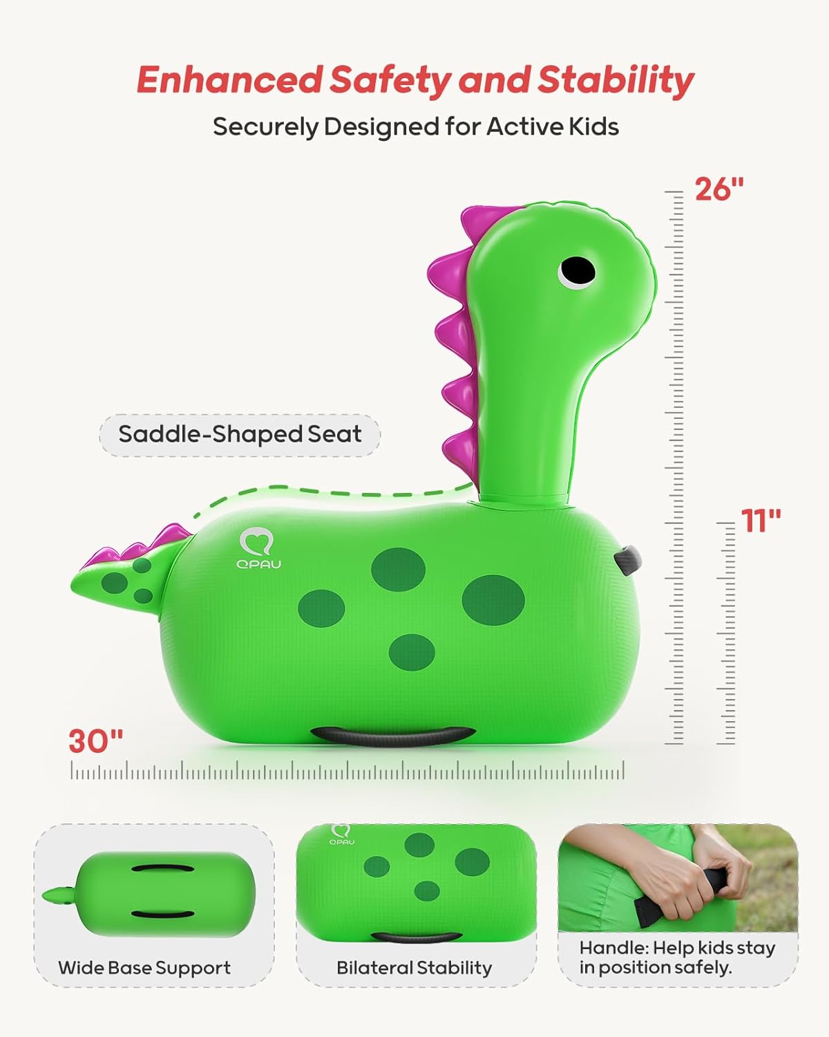 QPAU Dinosaur Bouncy Horse - Super Bouncy Ride - On Toy for Toddlers - QPAU