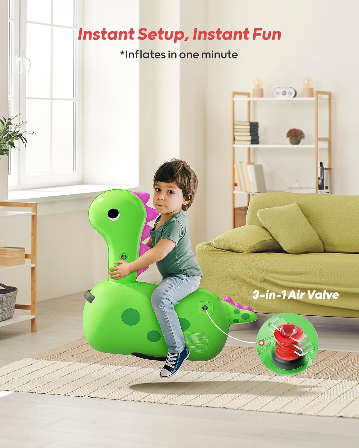 QPAU Dinosaur Bouncy Horse - Super Bouncy Ride - On Toy for Toddlers - QPAU
