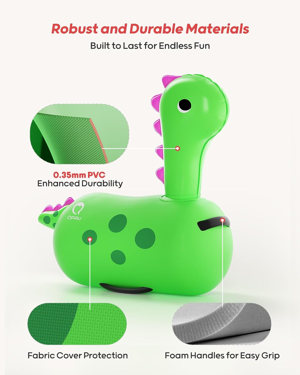 QPAU Dinosaur Bouncy Horse - Super Bouncy Ride - On Toy for Toddlers - QPAU
