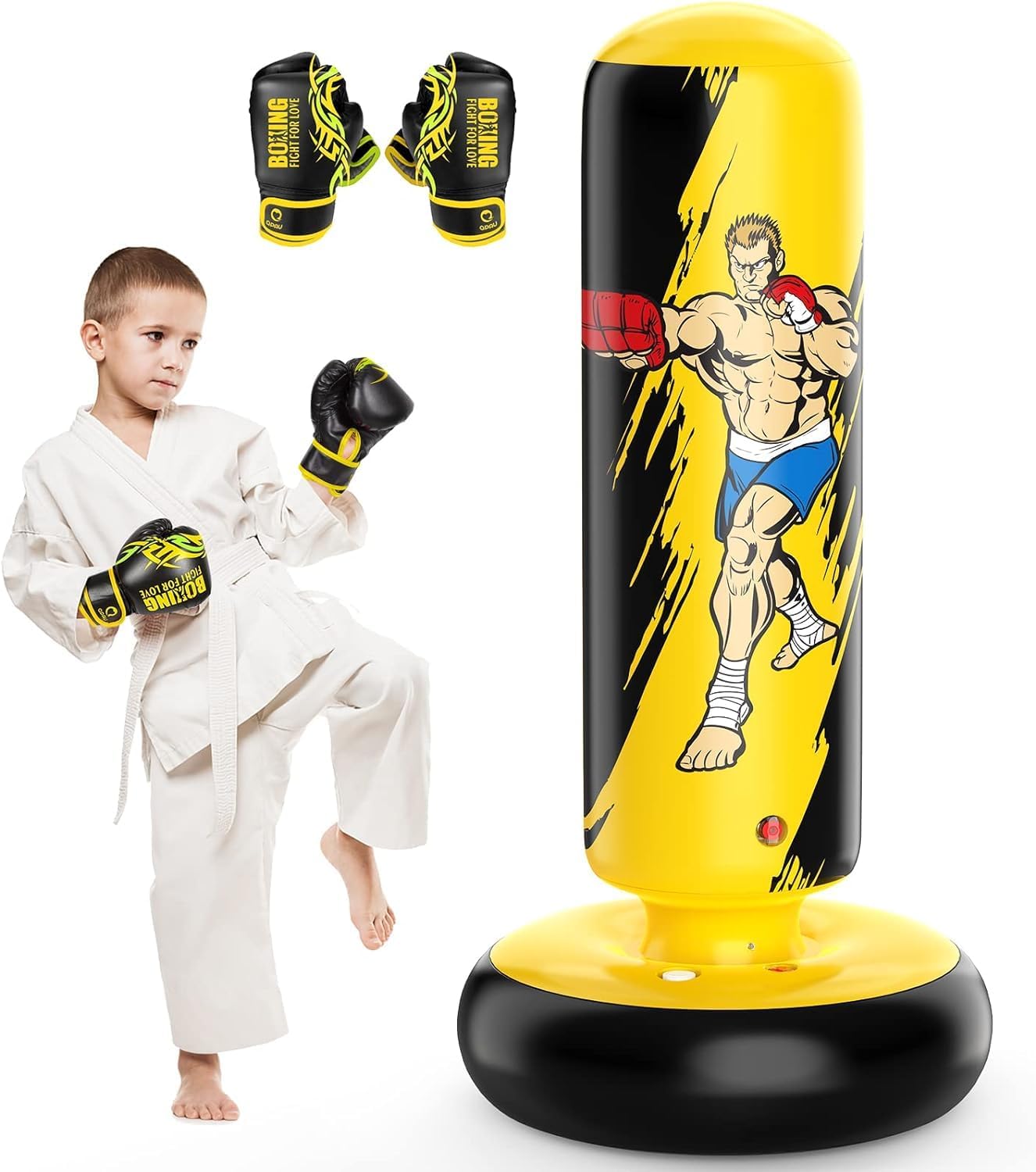 QPAU Durable Kids Punching Bag with Gloves - QPAU