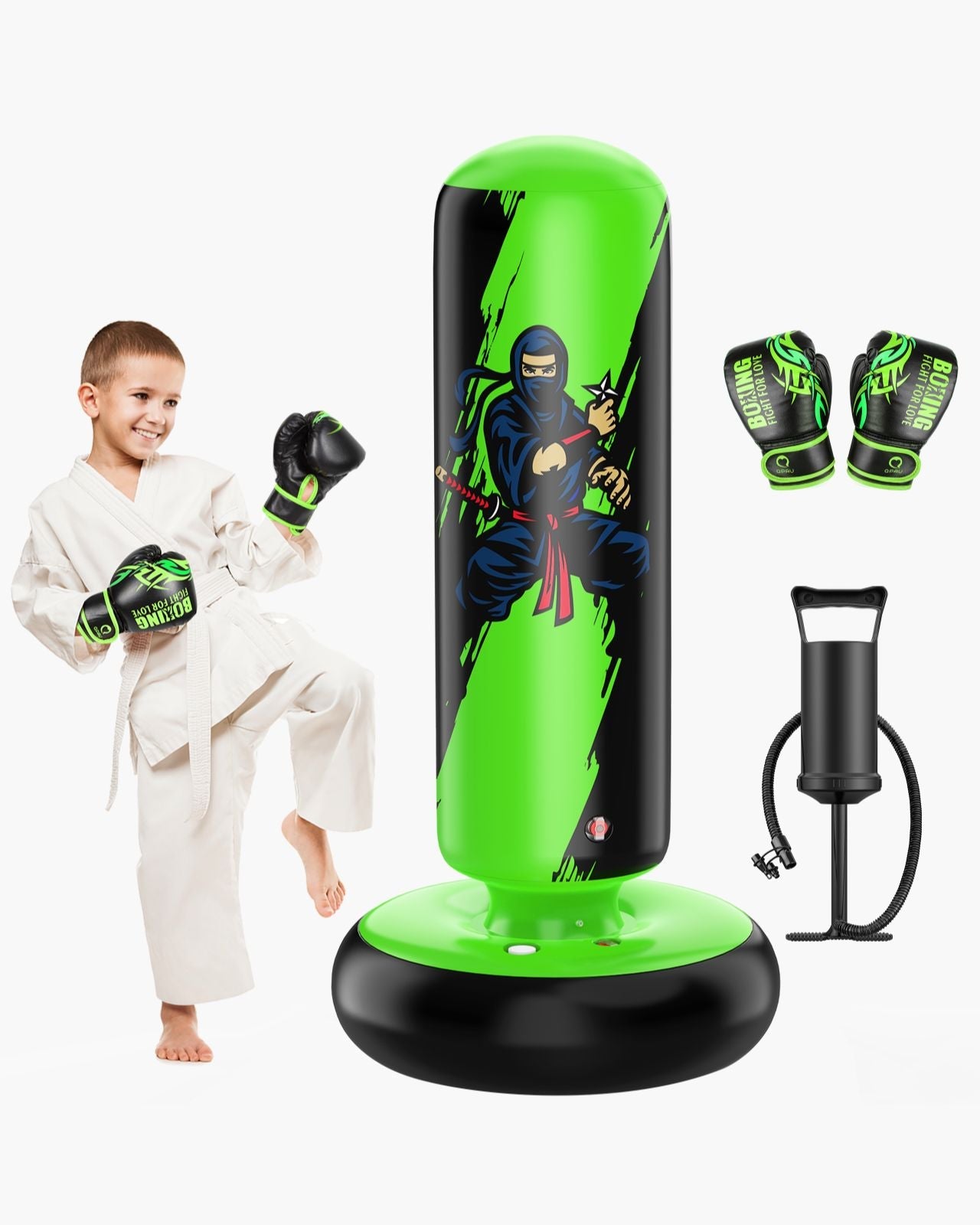 QPAU Durable Kids Punching Bag with Gloves - QPAU