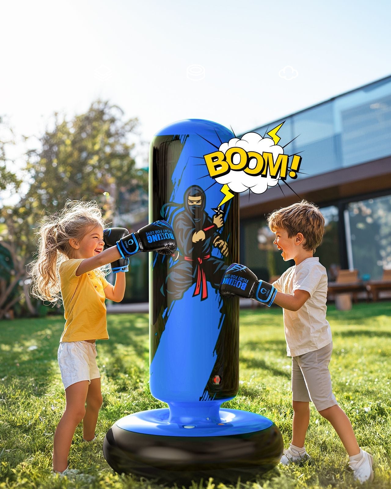 QPAU Durable Kids Punching Bag with Gloves - QPAU