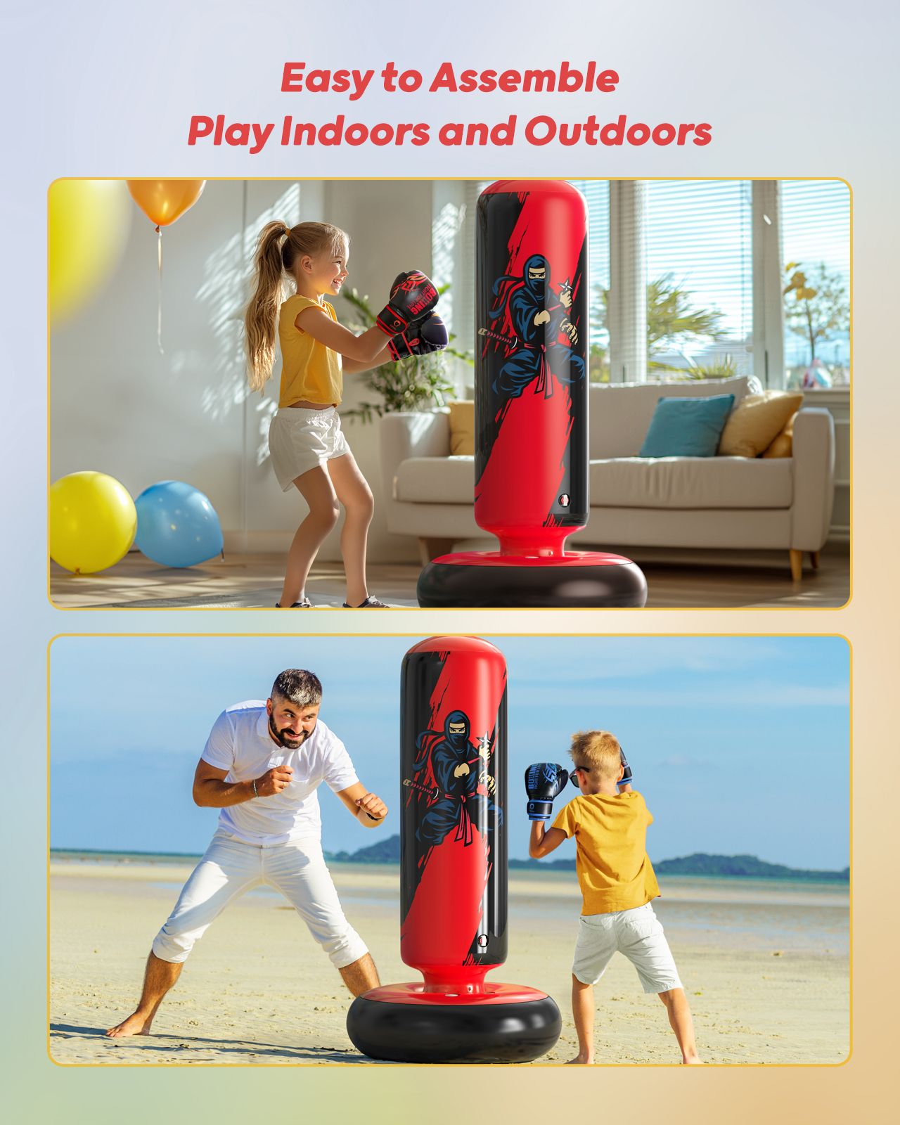 QPAU Durable Kids Punching Bag with Gloves - QPAU