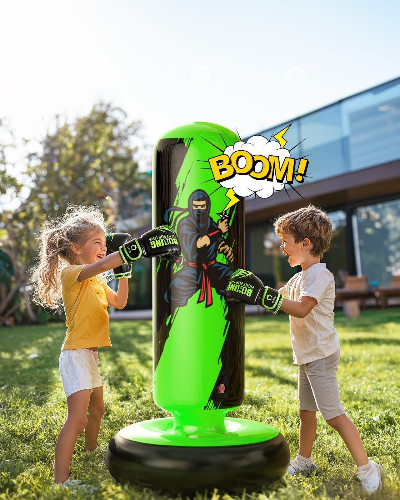 QPAU Durable Kids Punching Bag with Gloves - QPAU