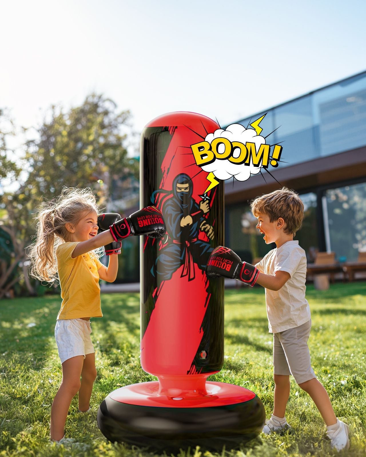 QPAU Durable Kids Punching Bag with Gloves - QPAU
