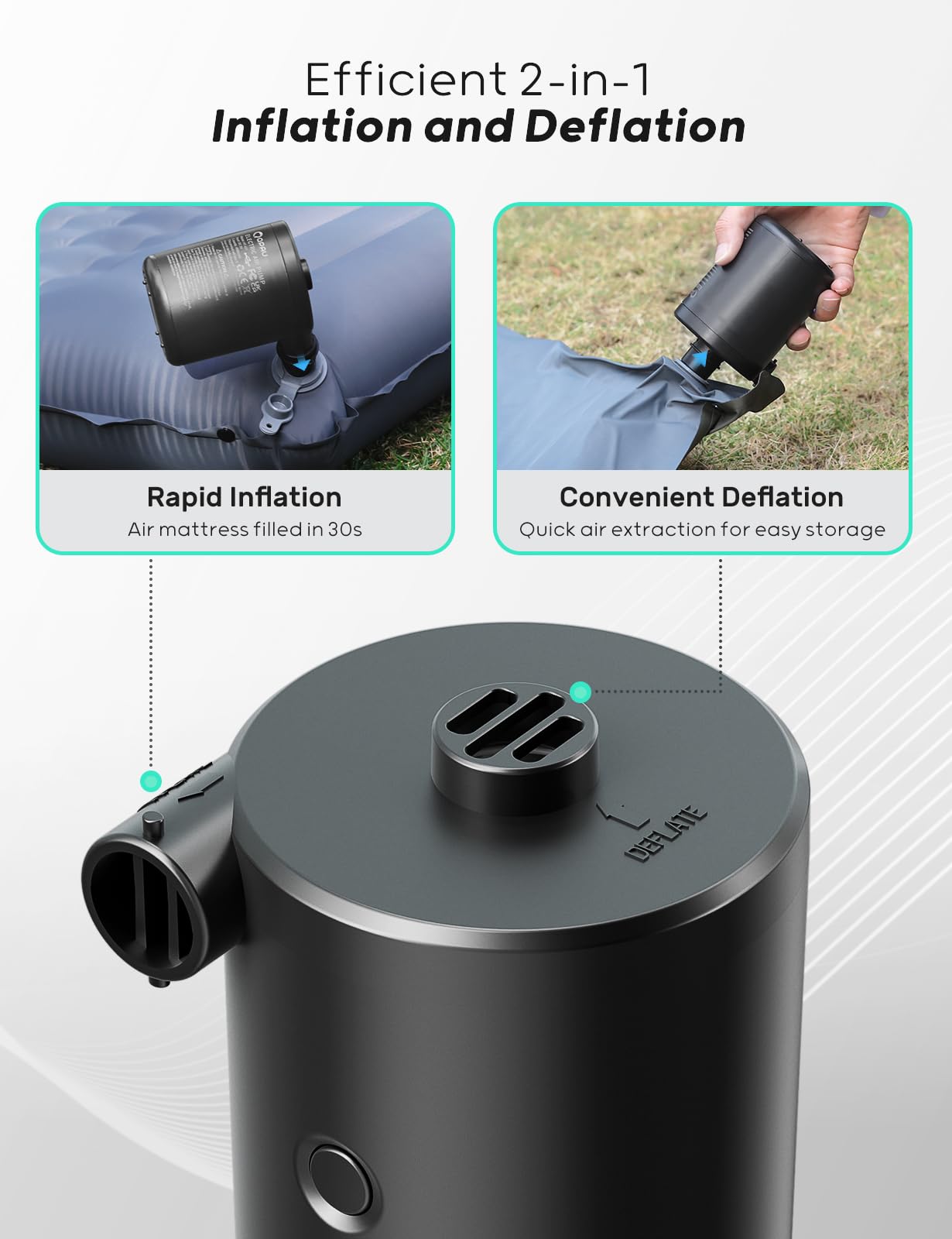 QPAU Electric Air Pump with 3 Nozzles - QPAU
