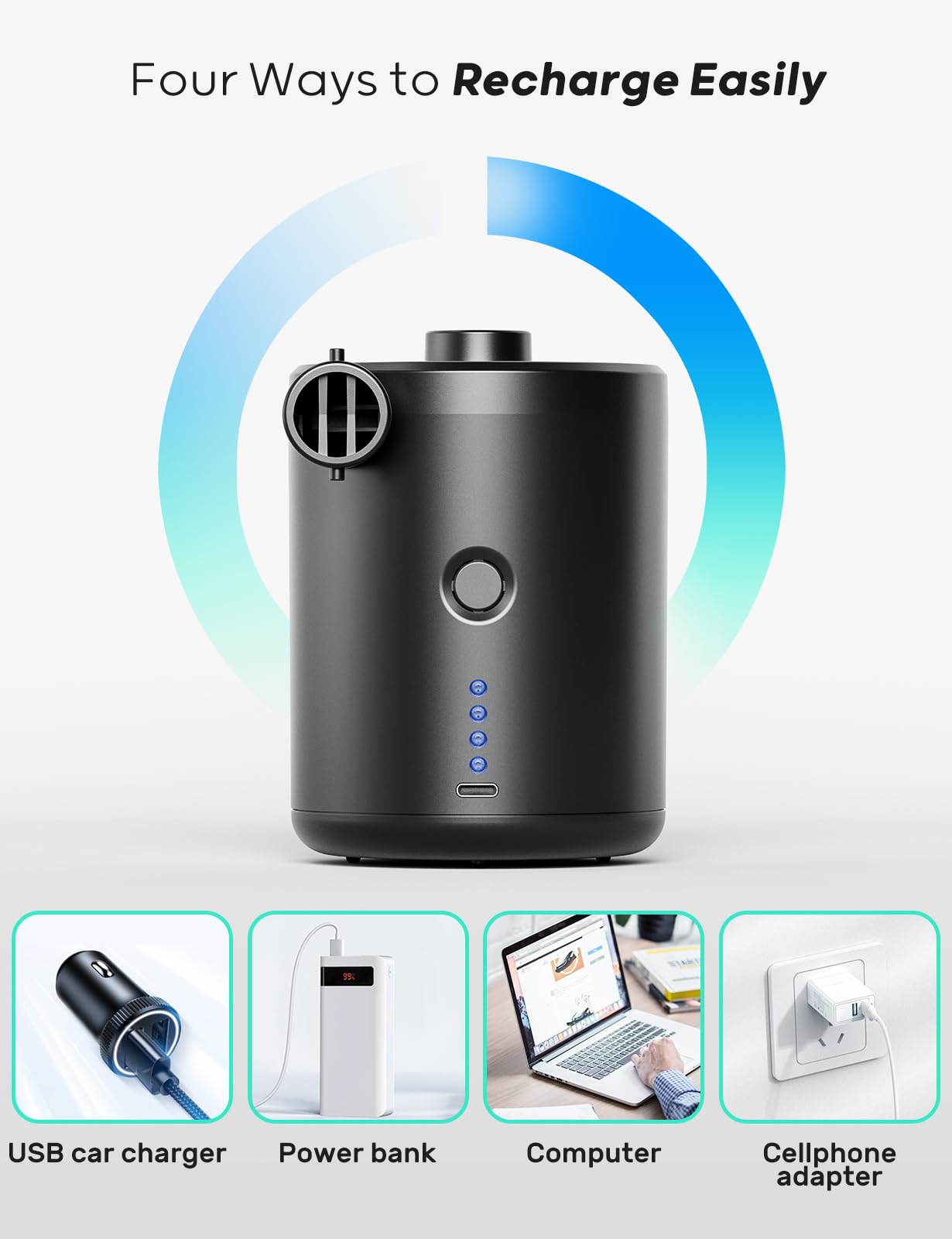 QPAU Electric Air Pump with 3 Nozzles - QPAU