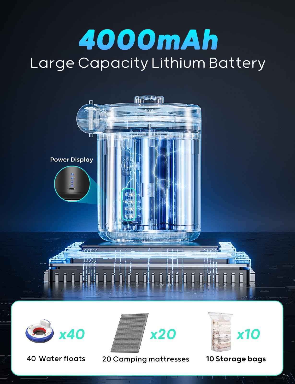 QPAU Electric Air Pump with 3 Nozzles - QPAU