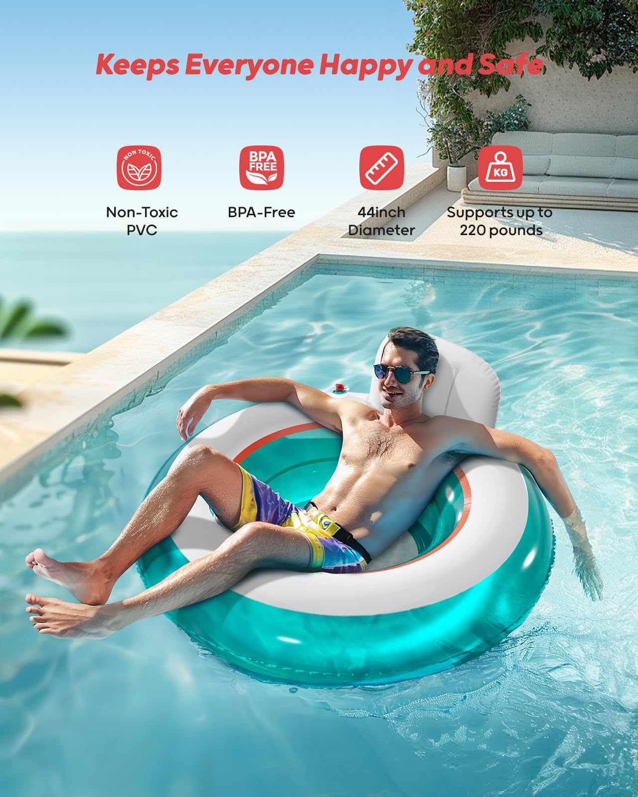 QPAU Inflatable Pool Floats | Summer Water Play Party - QPAU