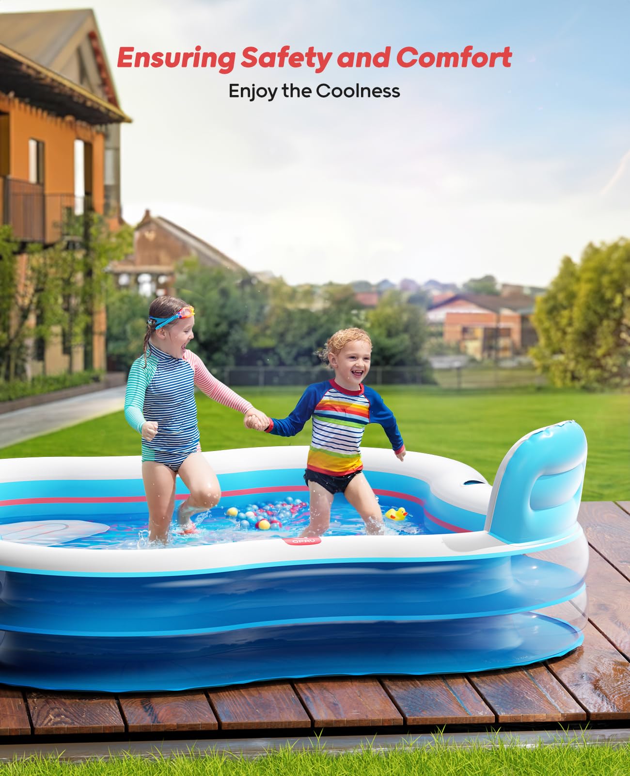 QPAU Inflatable Swimming Pool with 2 Seats and Backrests - QPAU