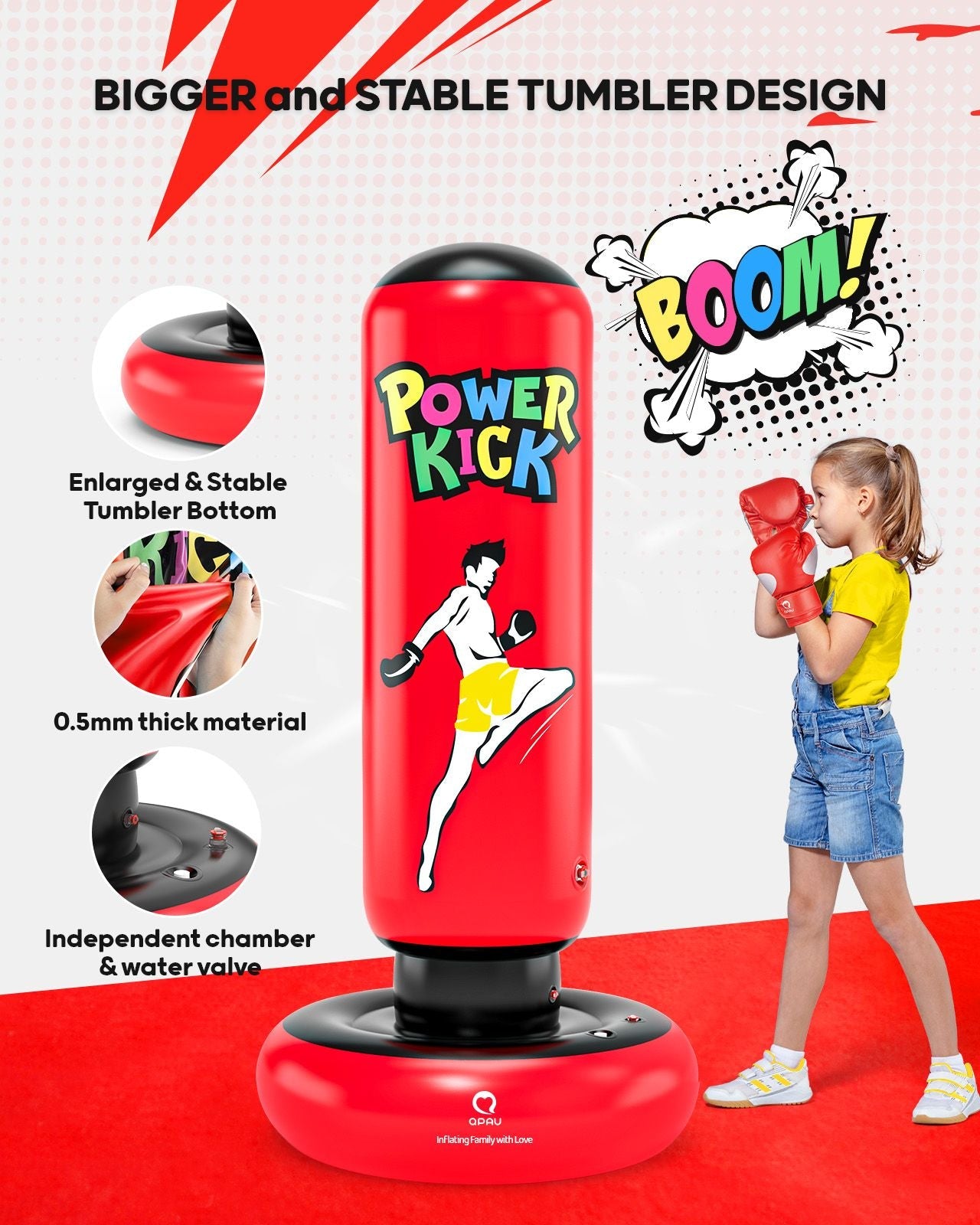 QPAU Larger Stable Punching Bag for Kids - QPAU