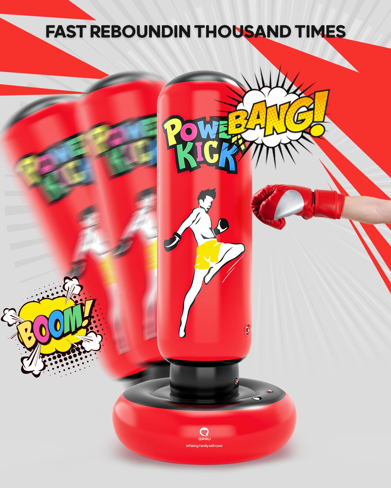 QPAU Larger Stable Punching Bag for Kids - QPAU