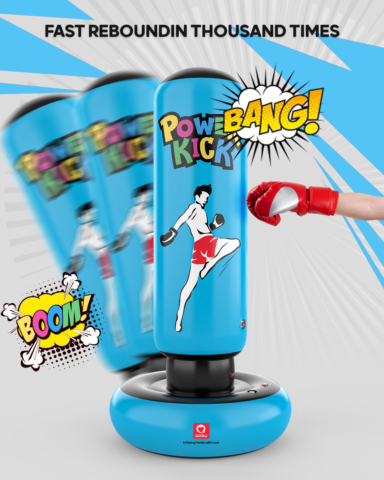 QPAU Larger Stable Punching Bag for Kids - QPAU