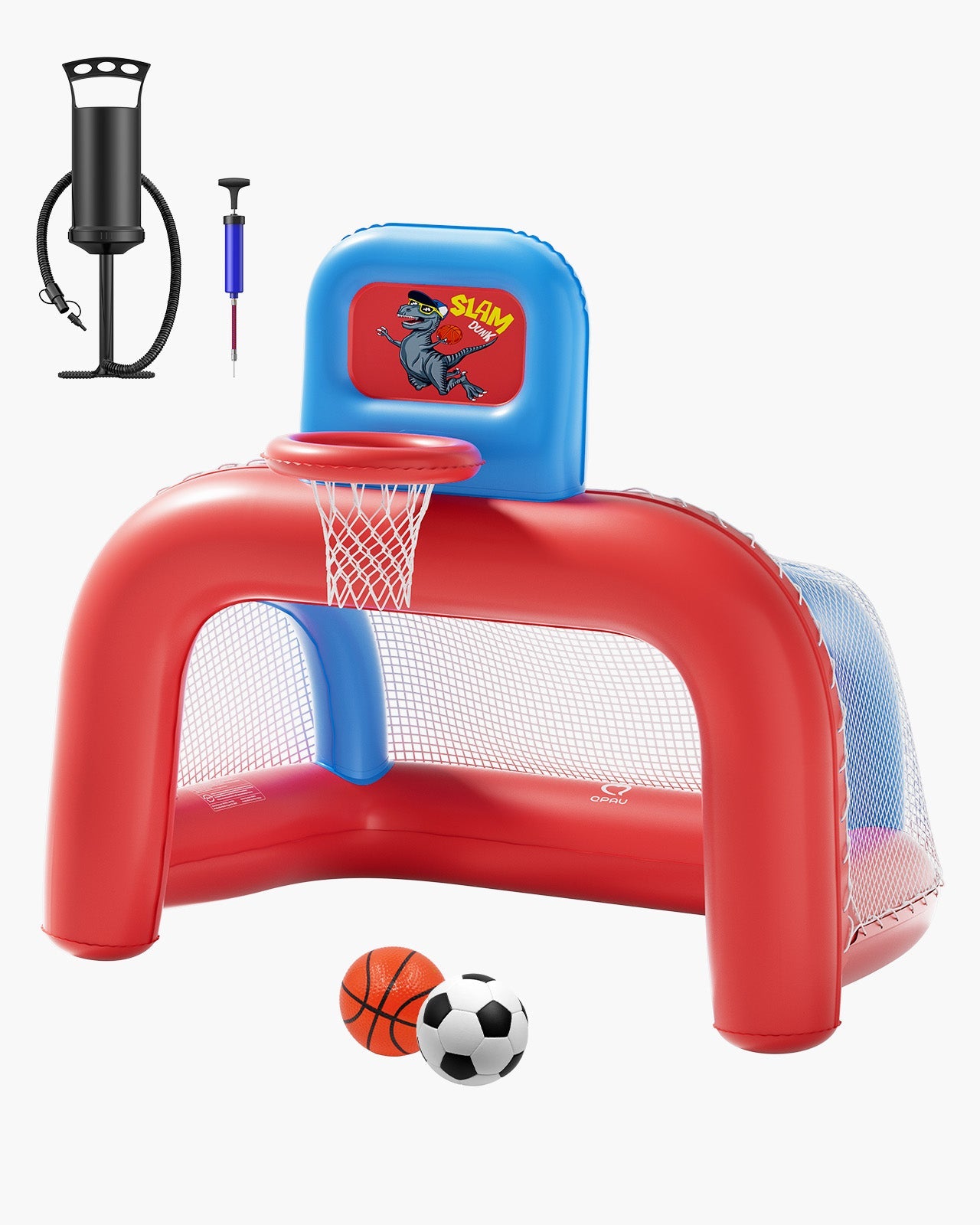 2 - in - 1 Inflatable Basketball Hoop & Soccer Goal Set - QPAU