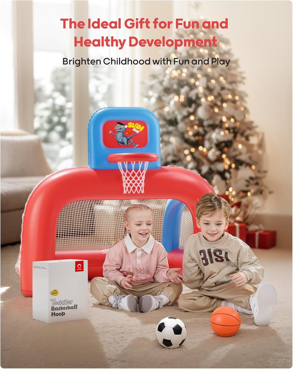 2 - in - 1 Inflatable Basketball Hoop & Soccer Goal Set - QPAU