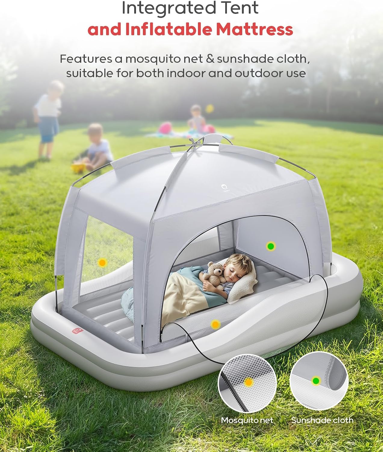 Inflatable Toddler Travel Bed with Tent & Mosquito Net
