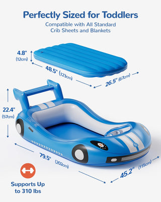 QPAU Inflatable Toddler Travel Bed with Racing Car Design