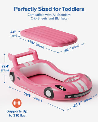 QPAU Inflatable Toddler Travel Bed with Racing Car Design