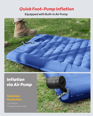 QPAU Camping Sleeping Pad - 76''x26'' with Built-in Foot Pump