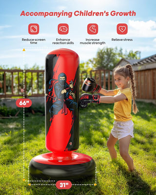 QPAU Durable Kids Punching Bag with Gloves