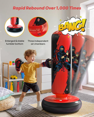 QPAU Durable Kids Punching Bag with Gloves