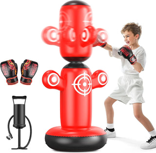 QPAU 360° Rotatable Kids Punching Bag with Gloves