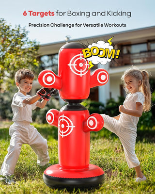 QPAU 360° Rotatable Kids Punching Bag with Gloves