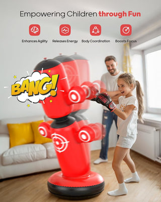 QPAU 360° Rotatable Kids Punching Bag with Gloves