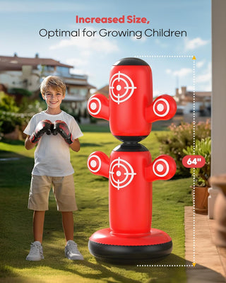 QPAU 360° Rotatable Kids Punching Bag with Gloves