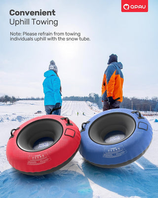 QPAU Snow Tube with Premium Canvas Cover 2 Pack for Kids and Adults