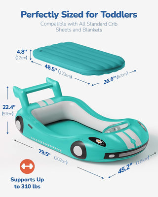 QPAU Inflatable Toddler Travel Bed with Racing Car Design