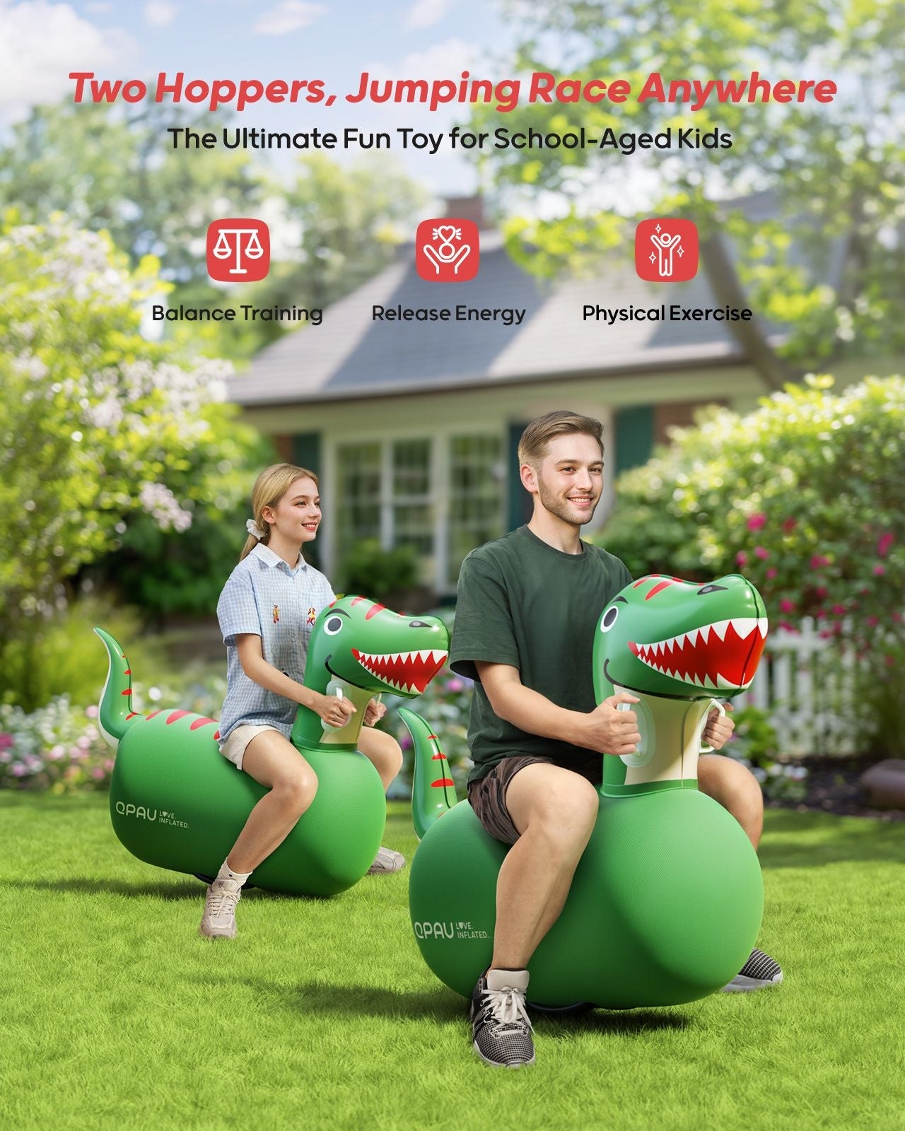 Giant Inflatable Dinosaur Bouncy Toy - Dual Hoppers - QPAU