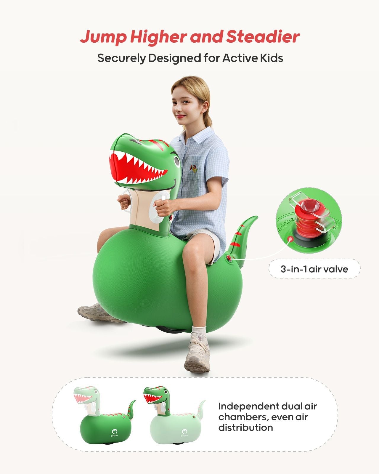 Giant Inflatable Dinosaur Bouncy Toy - Dual Hoppers - QPAU