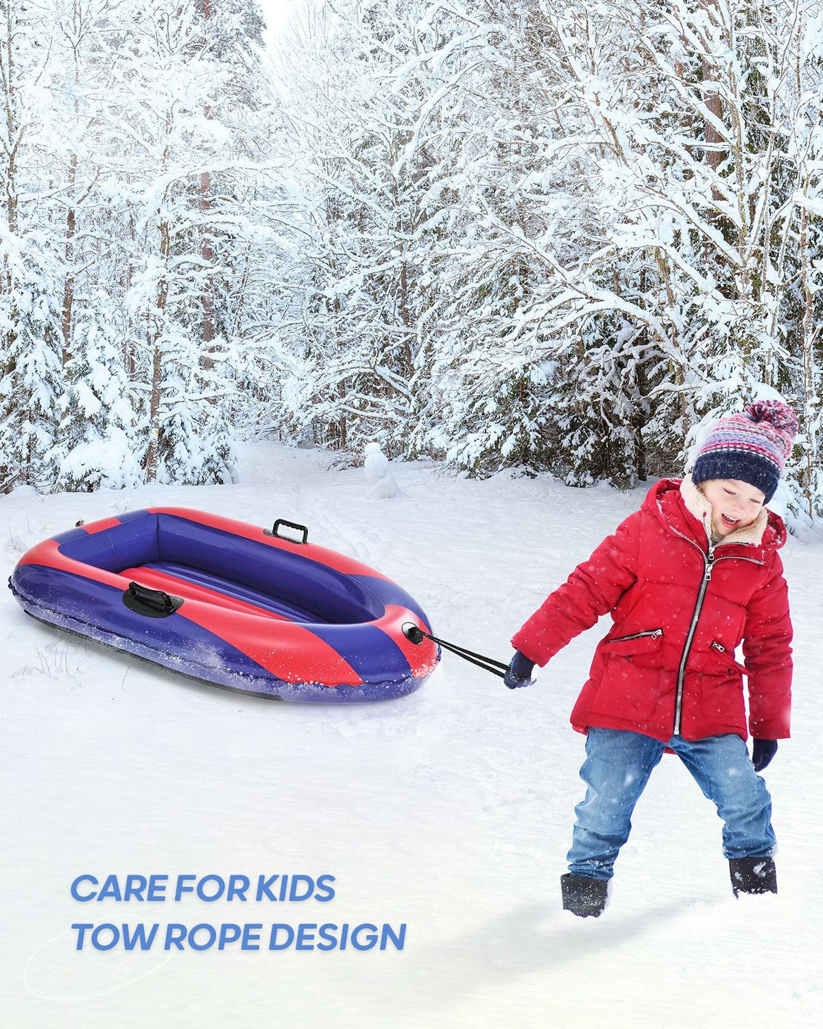Snow Led Inflatable Snow Sled with Handles - QPAU