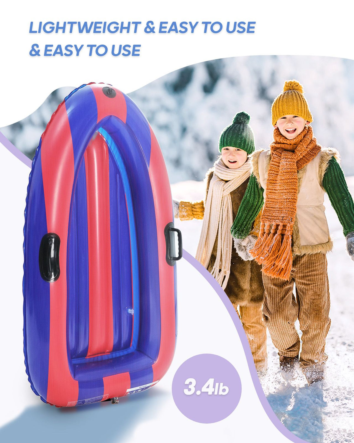 Snow Throw Inflatables Inflatable Snow Sled with Handles - QPAU