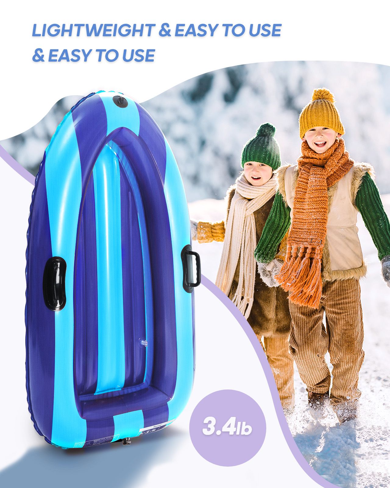 Inflatable Snow Sled with Handles - QPAU