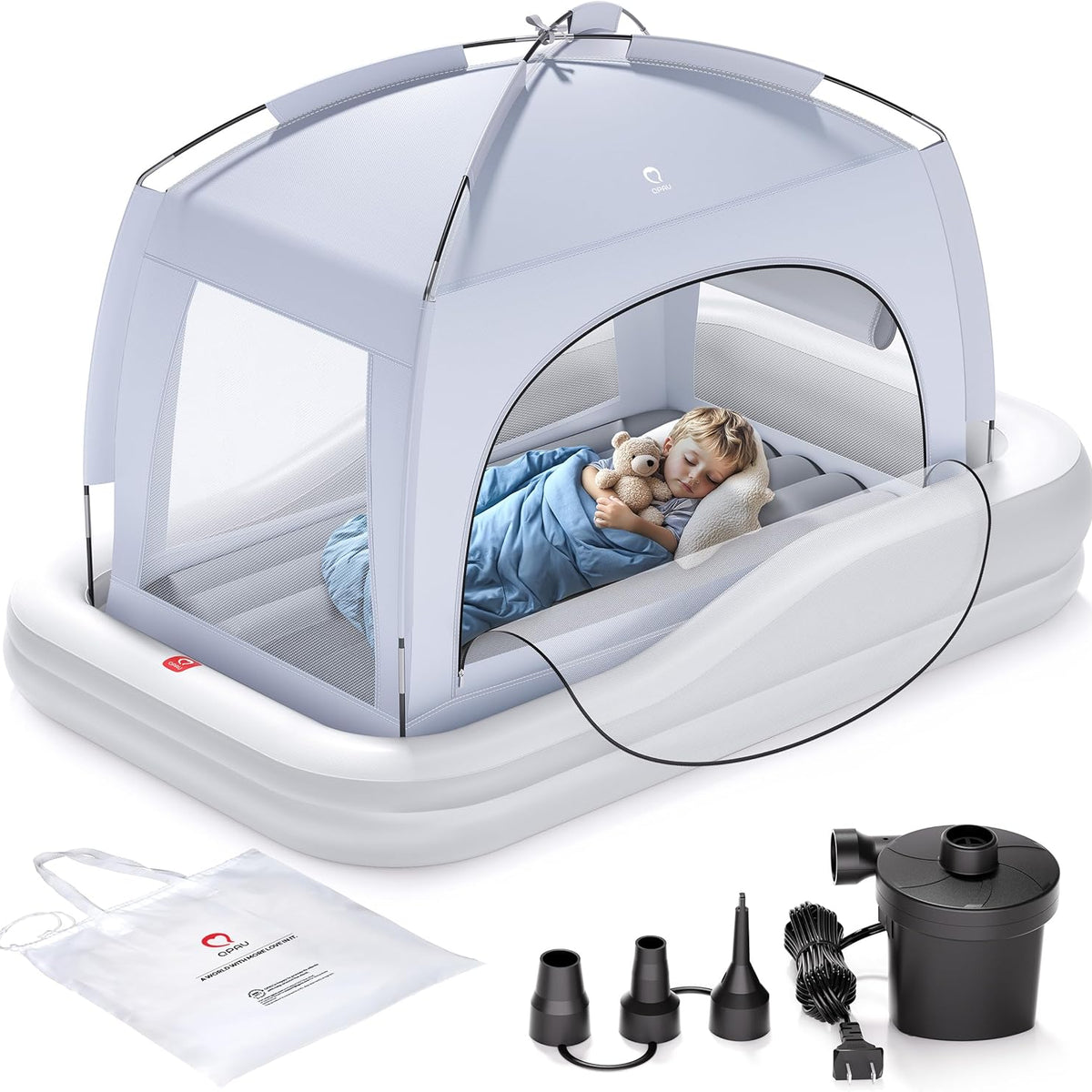 mosquito tent bed Inflatable Toddler Travel Bed with Tent & Mosquito Net