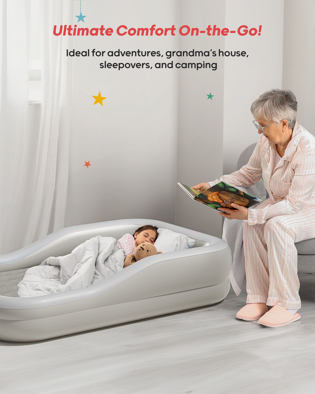 Large Inflatable Toddler Travel Bed - QPAU