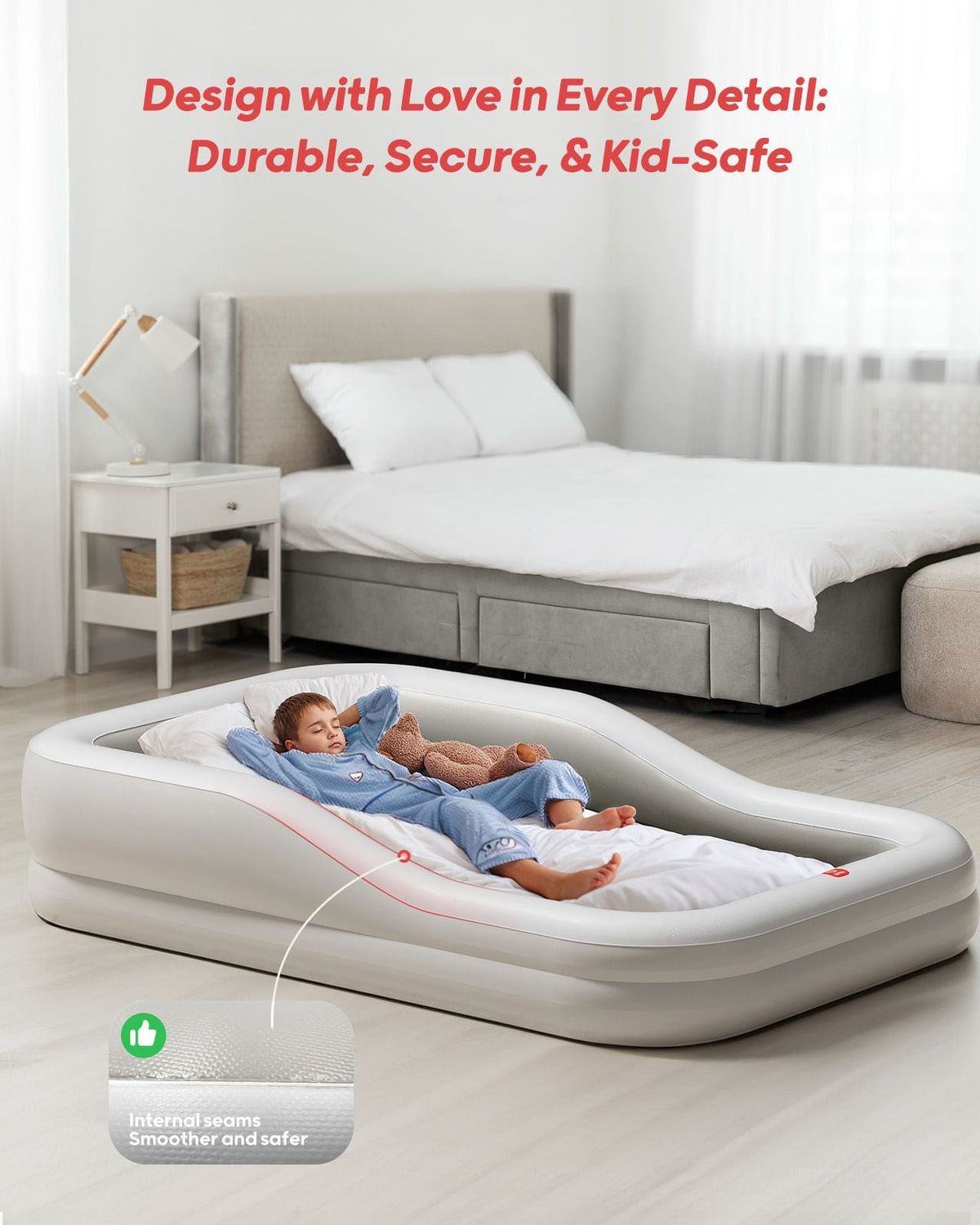 QPAU Large Inflatable Toddler Travel Bed, outdoor & indoor travel ...