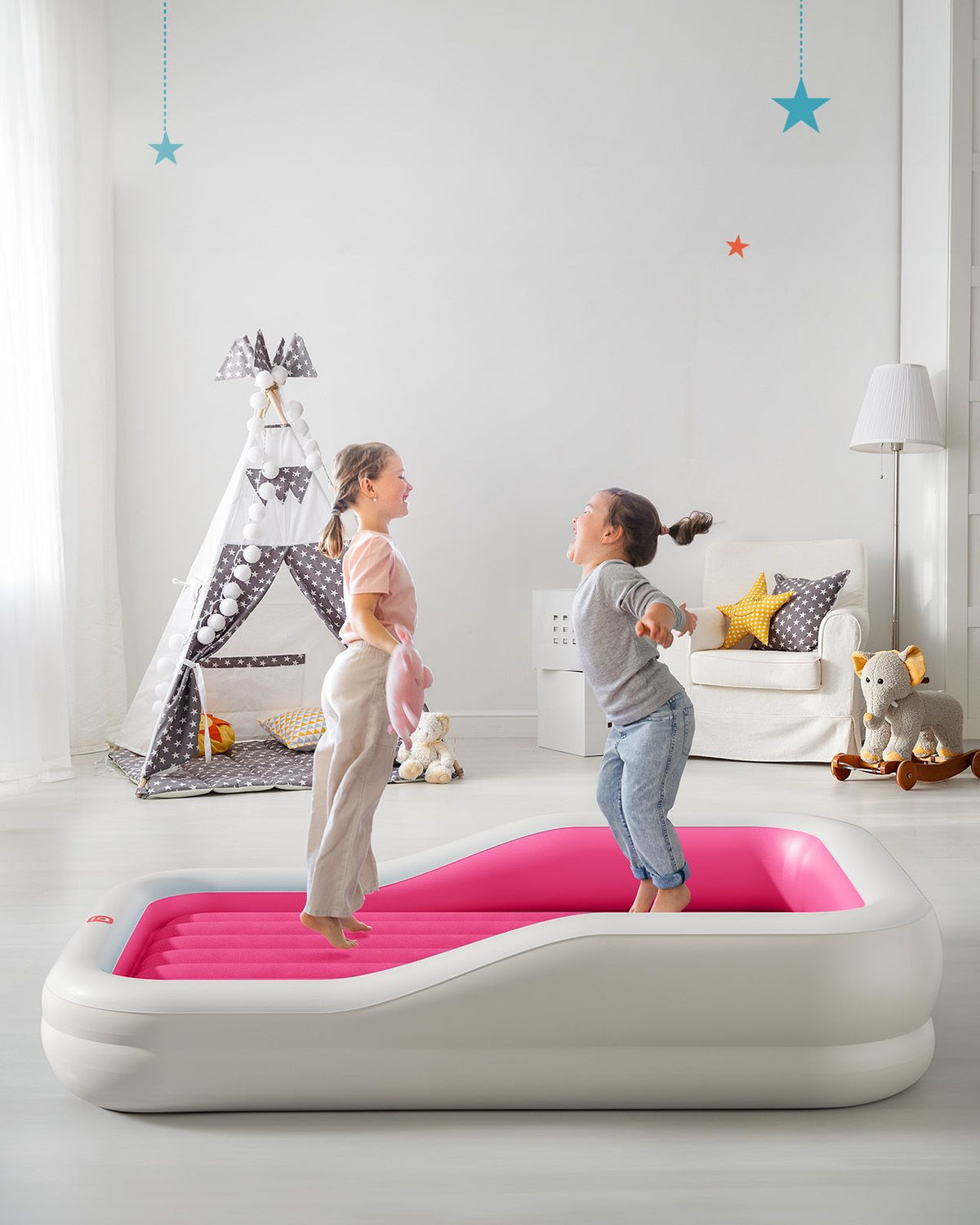 Child Inflatable Bed QPAU Large Inflatable Toddler Travel Bed, outdoor & indoor travel ...
