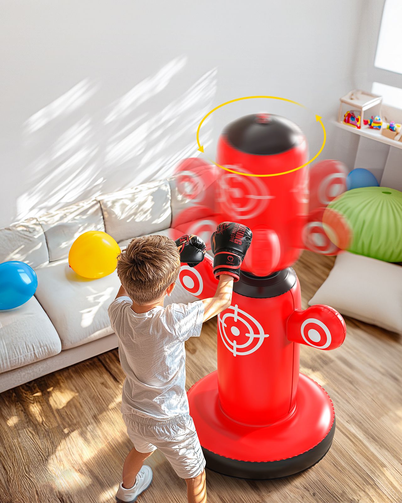 QPAU 360° Rotatable Kids Punching Bag with Gloves - QPAU